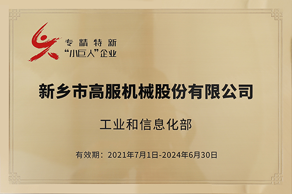 2020年，入選“國家級(jí)專精特新小巨人”企業(yè)